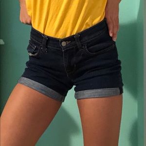 Dark wash denim shorts
